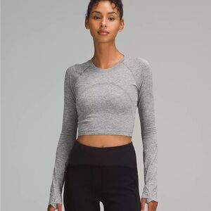 Lululemon Swiftly Tech Cropped Long-Sleeve Shirt, Grey, Size 6